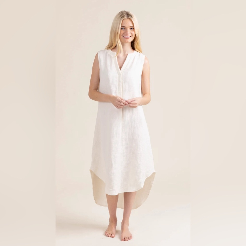 SEDGE holland dress in lightweight gauze, sleeveless, v-neck